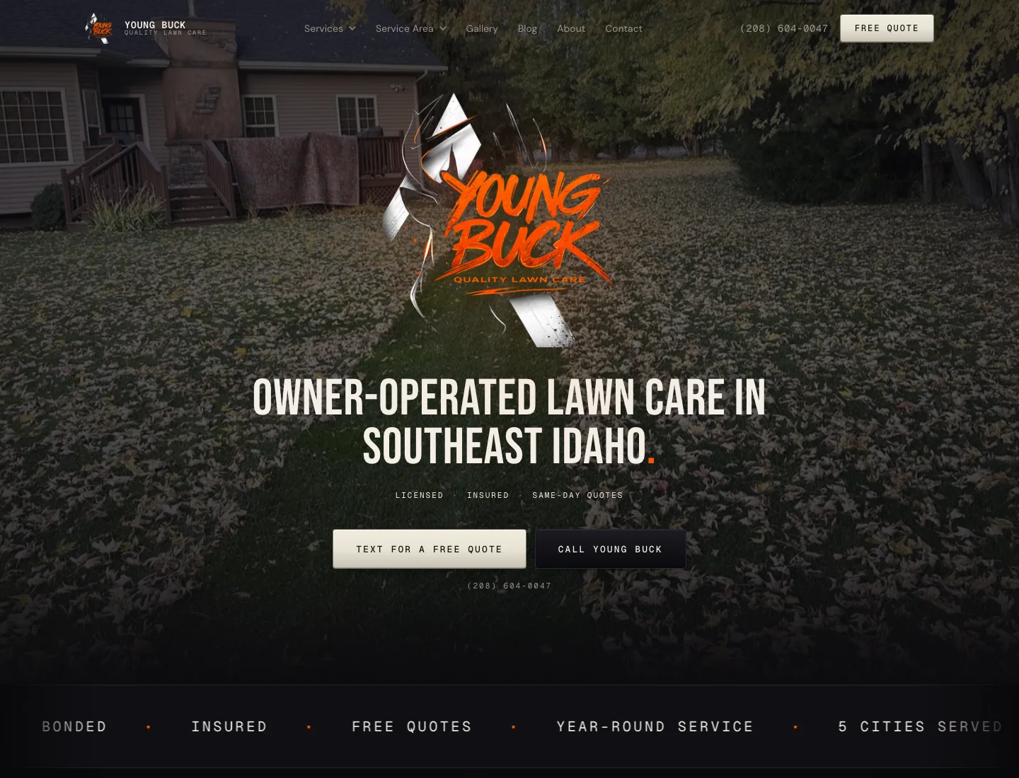 Young Buck Lawn Care website designed by RevampedWeb